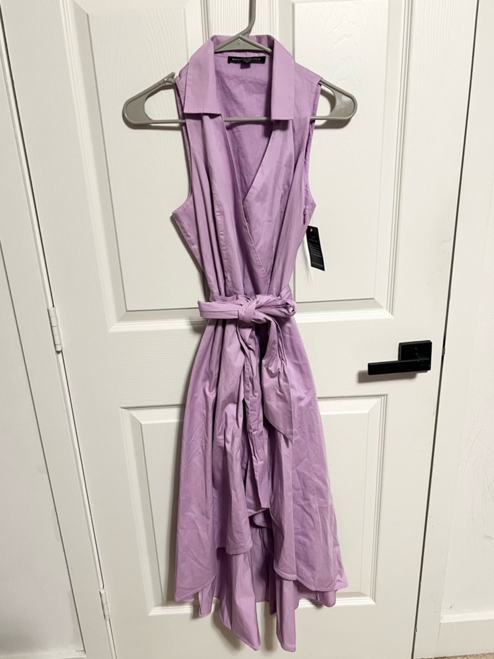 NWT Boston Proper poplin fit and flare cotton faux wrap midi dress pockets - Picture 3 of 9